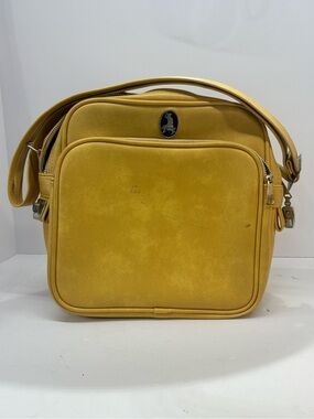 Vintage Mercury Mustard Yellow Retro Travel Train Case Crossbody Overnight Bag